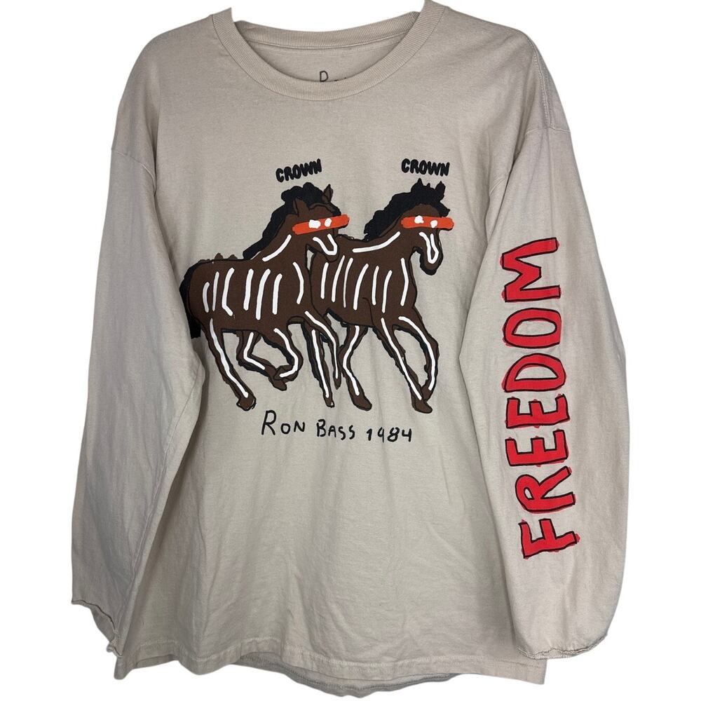 Ron Bass x Ripple Horses Freedom Graphic Long Sleeve Jersey/Tee Ivory Large
